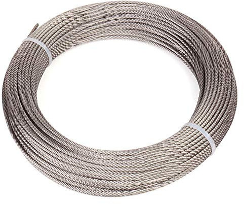 Cuerda de alambre, Cable de acero inoxidable 304, 7x7 filamento, Cable de 50 m de longitud, 167 Kg Resistencia a la rotura