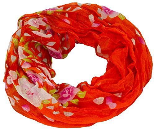 Ava Mia Loop Schal Schlauchschal mit Blumen und Blüten gemustert 80 x 170 cm, Orange