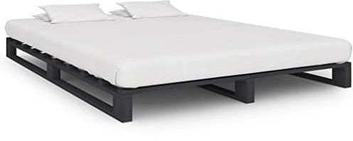 vidaXL Palettenbett Grau Massivholz Kiefer 120×200 cm