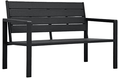 vidaXL Gartenbank Sitzbank Parkbank Gartenmöbel Bank Terrassenbank Balkonbank Außenbank Garten Balkon Outdoor 120cm HDPE Schwarz Holzoptik