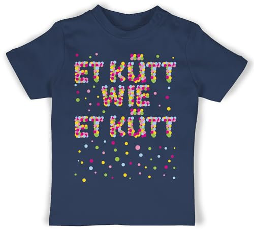 Baby T-Shirt Mädchen Jungen - Karneval & Fasching - Et kütt wie et kütt Konfetti I Köln I Kölsches Grundgesetz I Echte Kölner - 18/24 Monate - Navy Blau - Fastnacht Koeln Shirt Faschings