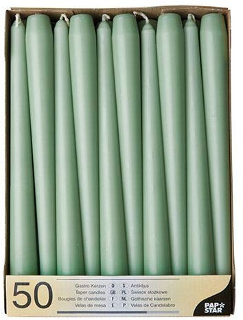 Papstar Leuchterkerzen Ø 2,2 cm, 25 cm jadegrün 88341 Spitzkerzen Halterkerzen, 100 Stück