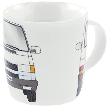 BRISA VW Collection - Volkswagen große Keramik Kaffee-Tee-Cappuccino-Tasse-Becher-Haferl Mug für Küche im VW T4 Design (Bus Front/Weiß)