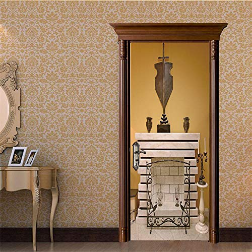 3D Tür Aufkleber Kaminofen Türaufkleber