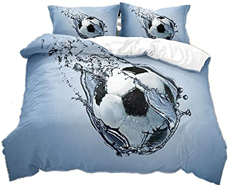 Funda Nordica Cama 90/105/135/150 Juvenil Niños Fútbol Disparo Objetivo Microfibra Fundas Edredón Nórdico con Funda de Almohada Ropa De Cama 3D 2/3 Piezas Juego De Cama (Gris,Cama 90 180x220 cm)