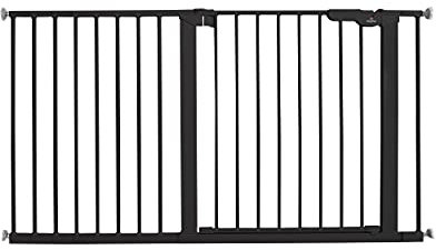 BabyDan Premier, Extra breit Ohne bohren Treppenschutzgitter, 132,5-138,7 cm, Babygitter/Sicherheitsgitter, Metall, Schwarz, Hergestellt in Dänemark - (Haustiergitter/Hundegitter)