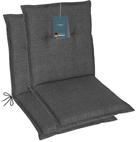 LILENO HOME Lot de 2 coussins pour chaise de jardin à dossier bas - Anthracite - Coussins confortables pour meubles de jardin - Coussins de chaise pour chaises de jardin et chaises pliantes