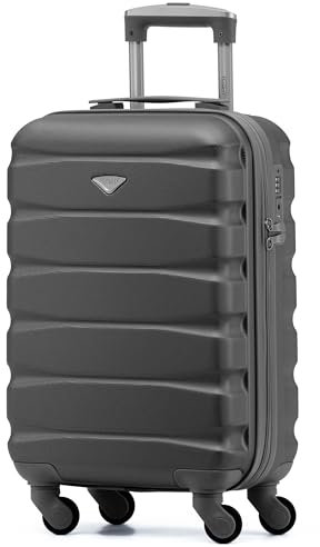 Flight Knight Leichte 4-Rad-ABS-Hartschalenkoffer Handgepack, zugelassen fur uber 100 Fluggesellschaften, darunter British Airways, easyJet, Jet2 und Wizz, 55 x 35 x 20 cm – TSA-Schloss