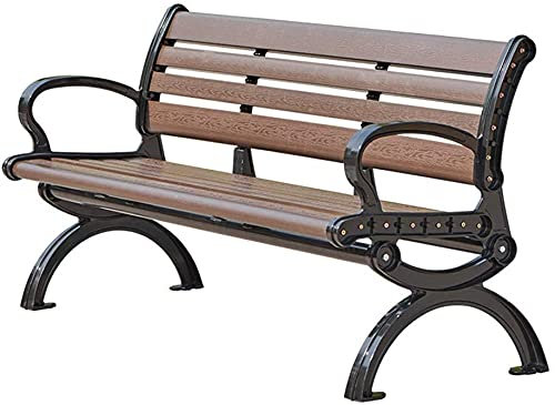 AMZOPDGS Terrassenbank, Parkbank, Outdoor-Gesprächscouch, 59-Zoll-Park, Gartenbank, Terrasse, Hofbank, 3-Sitzer, Outdoor-Guss-Aluminium-Kunststoff-Holzbank, Wetterfest