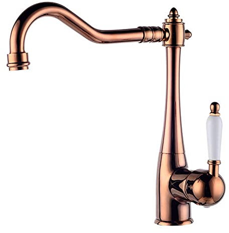 WANWEN Wasserhähne, Nostalgie-Küche Rustikaler Wasserhahn Küchenarmatur Wasserhahn Mischbatterie Mischbatterie Spüle mit Wasserhahn Messinggriffe, 360° verstellbar/Roségold Little Surprise