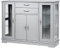TANGZON Storage Cabinet, Sideboard with 2 Glass Doors, 2 Drawers & Adjustable Shelves, Wooden Buffet Cupboard for Kitchen, Dining Room and Living Room (Gray)
