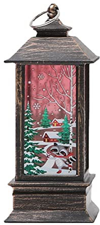 LICHENGTAI Weihnachtslaterne mit Warmweißes LED Licht, Weihnachtsbaum Rentier Laterne Batteriebetriebene Tischlampe Dekorative Hängeleuchte Weihnachtsbeleuchtung für Indoor Outdoor Home Decor