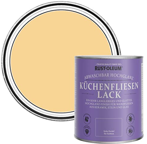Rust-Oleum Yellow Water-Resistant Kitchen Tile Paint in Gloss Finish - Mustard 750ml