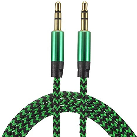 sourcing map 2 Pack Aux Cable 3.5mm Male to Male Nylon Braided 3Ft 3 Pole Hi-Fi Stereo Sound Auxiliary Cord Green for Earphones, Smart Phones, Home/Car Stereos, Speakers, Computers