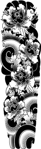 x3 Tatouage bras fleurs japonaises - 1 lot de 3 Feuilles de tatouage éphémère sleeve | Bras complet | Noir | Homme, Femme - TATTOO YOUR STYLE