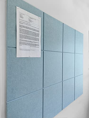 Korkplatte 48 x 36 Alternative - 11,8 x 11,8 x 0,35 Zoll 12 Pack Filz Wandfliesen mit sicheren abnehmbaren Klebelaschen, große Korkplatte für Bürowände Pinnwand Korkfliesen für Zuhause Klassenzimmer -