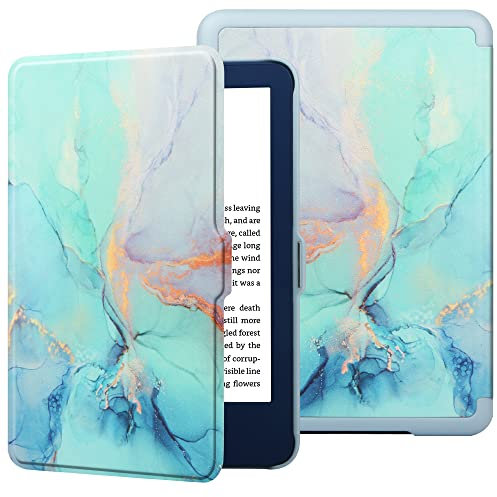 HGWALP Hülle für New Amazon Kindle 6 (11th Generation,2024/2021 Release), Folio Ultra Slim PU Leder Hülle mit Auto Sleep/Wake, Schutzhülle für Kindle 2024 6 Zoll-Marble Blue
