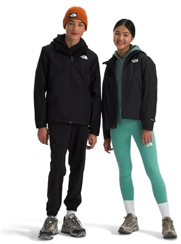 The North Face Jungen Antora Triclimate wasserdichte Schale, Warme Innenfleeceschicht, Verstellbare 3-teilige Kapuze mit Regenschutztunnel Jacke, TNF Schwarz, M