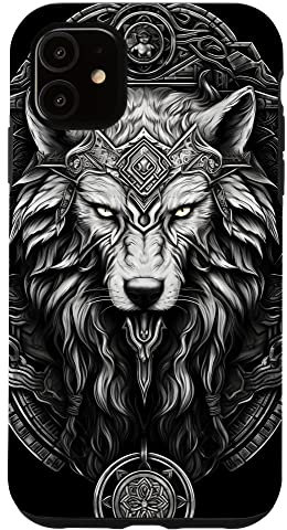 Hülle für iPhone 11 Wikinger Wolf Vintage Goth Mittelalter Gothic Rune Kunst