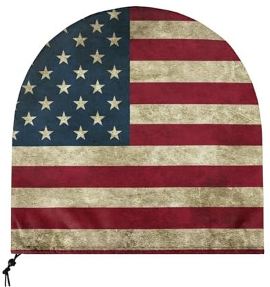 SCRAWLGOD Vintage American Flag Print Industrial Fan Cover, Waterproof Outdoor Fan Covers, Compatible for 18-20 Inch Wall Mount Fan and Pedestal Fan, Heavy Duty Oxford Cloth Dustproof Fan Cover