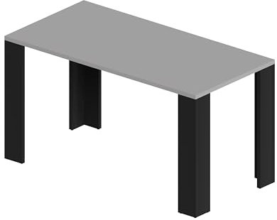 POKAR Esszimmertisch, Esstisch, Küchentisch, Schreibtisch mit Schwarz Tischbeine und 2.5 cm Tischplatte, Lichtgrau, 120 x 60 x 75 cm