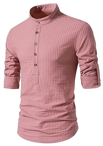 Uwdiohq Prime Deals October 11-12 Chemise Rose Fushia Homme Chemisette en Lin Homme Été Chemise Lin Medieval Homme Déguisement Carnaval Homme Chemise Hawaienne Homme XL Warehouse Clearance