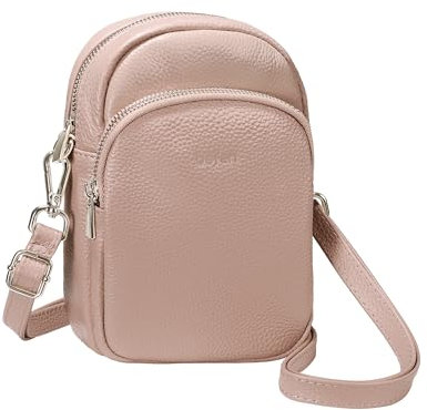 befen Womens' RFID Blocking Cross Body Bag Soft Leather Phone Bag for Women Crossbody Nude Pink Small Over the Shoulder Bag for Ladies with Removable Strap