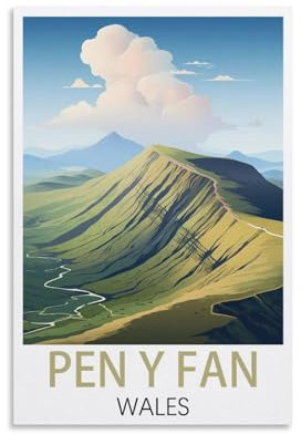 HSAYYIII Pen Y Fan Wales Vintage Travel Posters 08x12inch(20x30cm) Canvas Art Poster And Wall Art Picture Print Bedroom Decor