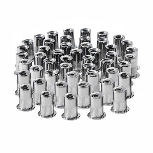 Tuerca de remache roscada de acero inoxidable, cabeza plana, 50 piezas, M6, para insertos roscados (M6)