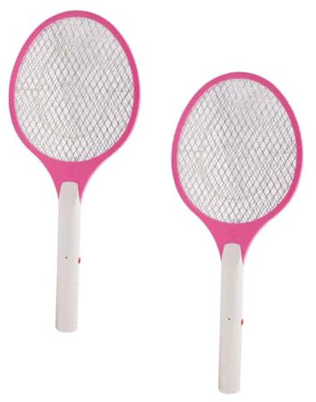 Raqueta de mosquitos eléctrica, 2 unidades, matamoscas eléctrico, pala moscas mata mosquitos, alimentación con pilas AA (no incluidas), 52 x 21,2 cm, colores surtidos (2 unidades)