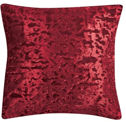 Mh Bedding Store ltd Ring Top/Eyelet Curtains Crushed Velvet Fully Lined Pair Curtain Beautiful Textured Door WIndow Curtains (Burgandy/Red, 18 X 18 (45 x 45 cm))