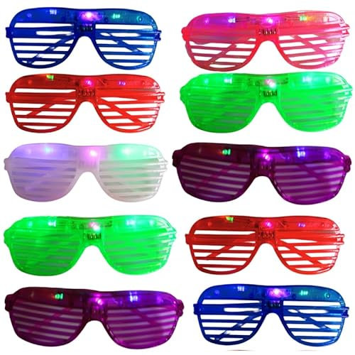 NICO Europe 10x LED-Partybrillen für Herren & Damen, verschiedenfarbig