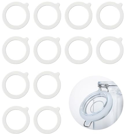 12 Pièces Joints de Bocal en Silicone, Réutilisable Joint Bocaux Silicone, Joint d'Étanchéité en Caoutchouc Trasparent pour Bocaux, Kilner Jars, Mason Jars, Bocaux de Conservation(94x68x2mm)