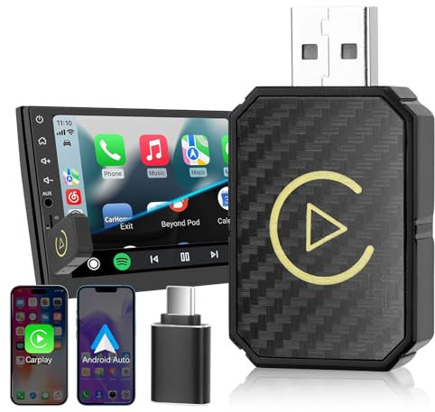 Neulriscn Wireless Carplay Adapter UK for iPhone, Wireless Carplay Dongle, Converts Factory Wired Car Play to Wireless Adapters, Plug and Play, Compatible with Cars from 2016 & iPhone iOS 10+
