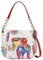 Anna by Anuschka Damen Women's Hand-Painted Leather Shoulder Bag Original handbemalte Echtleder Medium Umhängetasche, Retro Elefant Elfenbein