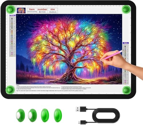 Zocelight Tablette Lumineuse A3, 46cm × 34cm, caisson lumineux super lumineux 6000 Lux pour le traçage, conception de boutons latéraux,table lumineuse magnétique pour peinture diamant,croquis