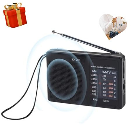 Radio Portatil Pequeña,Radio Am FM Portatil,Pequeña Radios Stereo Vintage con Altavoz Potente,Mini Radios Transistor a Pilas,Ideal para Personas Mayores,Senderismo,Emergencias (Black)