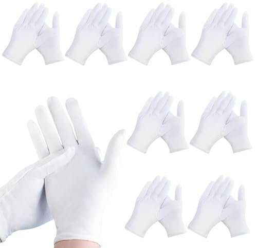 AXERHK Baumwollhandschuhe Weiß,Baumwollhandschuhe,8 Paar Weich Weiße Handschuhe für Trockene Hände Feuchtigkeitspflege SPA Handpflege