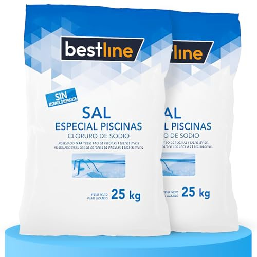 BESTLINE 2 Sacos Sal Piscinas, Sal Marina Húmeda Ideal para Mantener el Agua Clara y Limpia, 50Kg