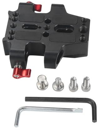Junterone Universal Base Plate with 15mm Pole Rail Clamp for Camera Cage Base Plate, Tripod Mounting Plate, Camera Accessories