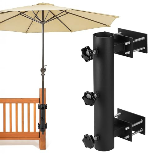 lalago Supporto Resistente per Ombrellone da Patio, Supporto per Ombrelli da Terrazza per Ringhiera, Morsetto Regolabile da Sole, Ponte, Cortile Interno, Barche, Portelloni Posteriori, Balcone