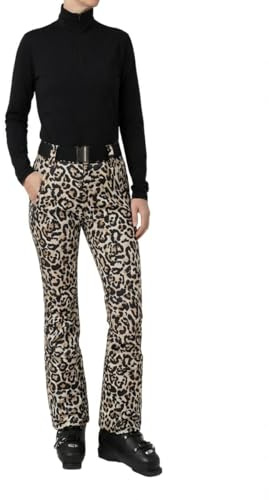 Damen Softshell Skihose - Leopard Print – Wasser- & Winddicht, Atmungsaktiv, Gefüttert – Stylische Ski- Softshellhose mit Panthermuster (Large)