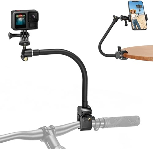 JUBORUI Schwanenhals-Halterung für Actionkameras, Flexible Kamera Halterung Mit 360° Verstellbarer Flexibler Arm, Schwanenhals Kamera Halterung Kompatibel Mit GoPro/DJI/iPhone