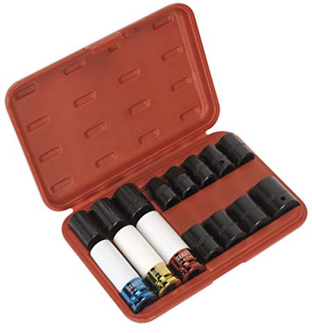 Sealey Ak5615M Impact Socket and Wheel Nut Remover Set 15Pc 1/2Sq Drive