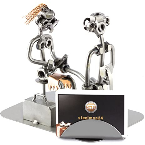 Steelman24 Schraubenmännchen Pediküre/Fusspflegerin & Kartenhalter | Made in Germany,Handarbeit,Geschenkidee,Stahlfigur,Metallfigur,Metallmännchen