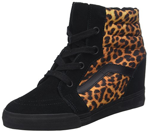 Vans U SK8-HI WEDGE Black Leopard Print Unisex Sneakers Shoes