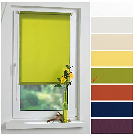 Liedeco® Rollo Klemmfix - 75 x 150 cm grün (Breite x Höhe) / lichtdurchlässig Blickdicht und stufenlos verstellbar/leichte Innen-Montage ohne Bohren mit Klemmträger / 123 montiert