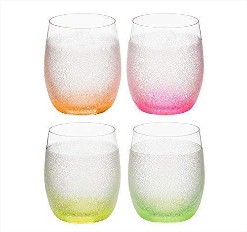 Bohemia Wasserglas, Wassergläser, Whiskyglas, Kristall Gläser, 4er Set, Model Neon Frozen