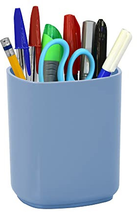 Acrimet Jumbo Pencil Holder, Pen Cup, Caddy Super-Sized Desktop Organizer for Students, Artists and Professionals (Plastic) (Solid Blue Color)