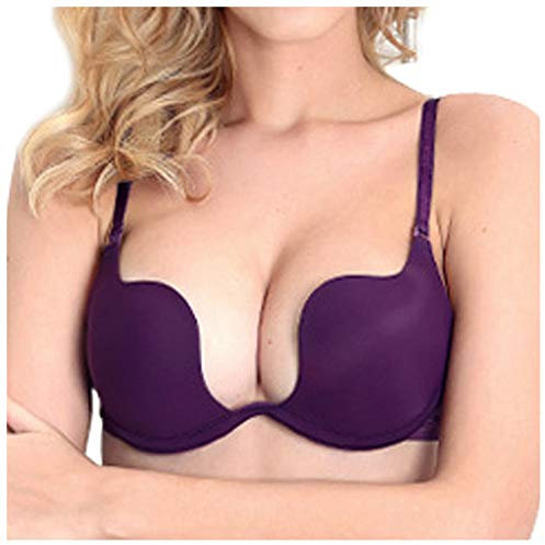 Nanier Damen Deep U Push Up Multiway Convertible Plunge BH Unterwäsche Violett 75B
